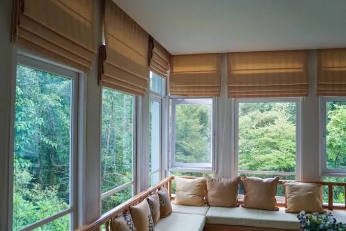Fabric roman blind on a wide Dubai window
