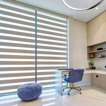 Duplex blind in a neutral fabric, Dubai fitting